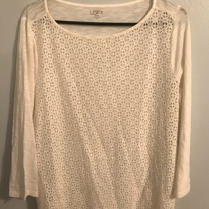 NWOT The Loft 3/4 sleeve eyelet shirt